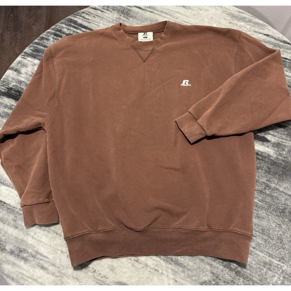 Vtg 90s Russell Athletic Mocha Brown Crewneck Sweatshirt Size XL Pro Cotton